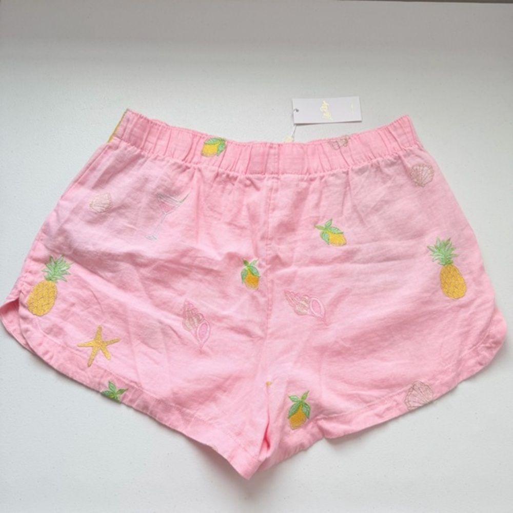 Lilly Pulitzer Elodey Linen Short Happy Hour Embroidery Pink NWT XL - Picture 5 of 8
